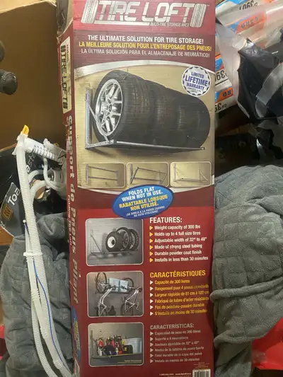 Hyloft 48-inch Wide Adjustable Folding Garage Wall Tire Rack