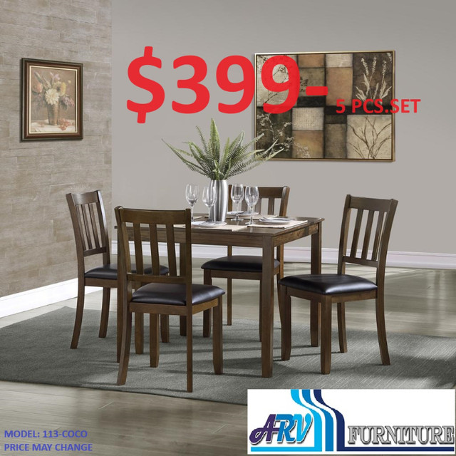 DINING TABLE CHAIR WOOD PU LEATHER KITCHEN ARV FURNITURE in Dining Tables & Sets in Mississauga / Peel Region