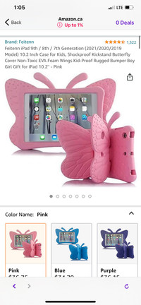 Pink butterfly iPad case 
