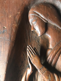 religious plaque/sacred hand carved madonna/icone