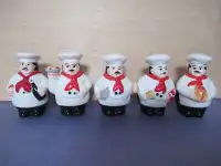 CHEF SALT AND PEPPER SHAKERS set of 5