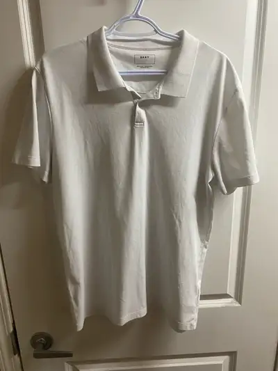 Men’s DKNY White “Essential” Polo shirt Size LG W- 21” L-29” , View more