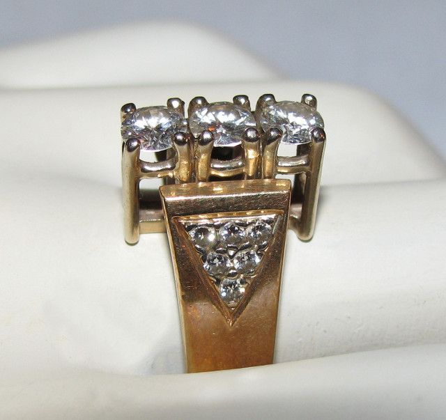 14K Yellow & White Gold Diamond Trinity Ring Sz. 4.5 15 Diamonds in Jewellery & Watches in Saint John - Image 2
