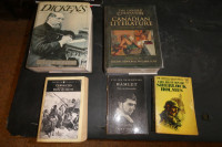 5 livres anciens: Dickens, Canadian literature, Don Quichotte, H