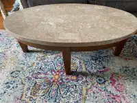 Solid Wood and Marble Top Coffee Table and End Tables