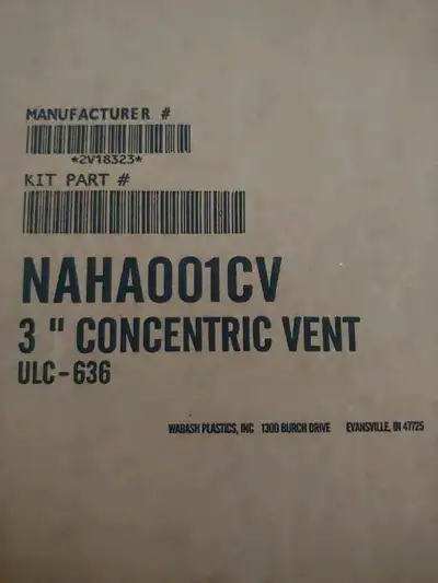 I have a 3" PVC 636 concentric / coaxial vent kit. ICP/Tempstar/Arcoaire brand. New, unused. Bought,...