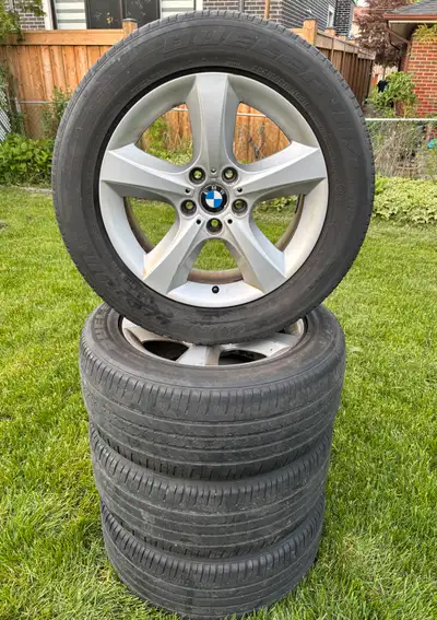 255/55/18 BRIDGSTONE DUELER H/L 400 RUN FLAT ALL SEASON TIRES + ORIGINAL E70 GENERATION BMW X5 WHEEL...