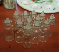 12 mini glass craft vial bottles