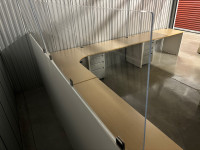 Office desks - corner section with plexiglass
