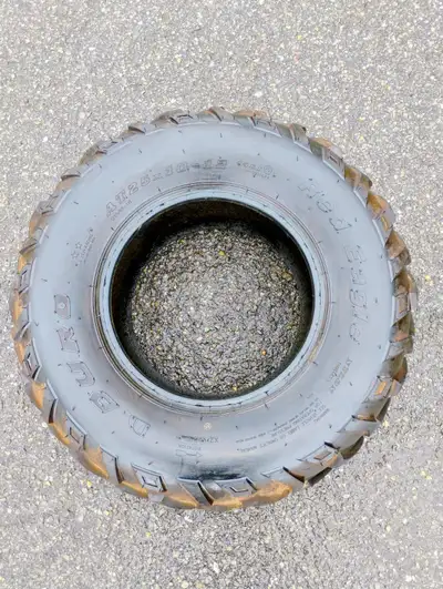 This tire has very low mileage with 1/2 inch of tread remaining. The size is: AT25 X 10-12 and it is...