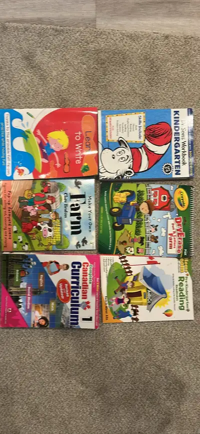 Kindergarten and Grade 1 activity books., View more