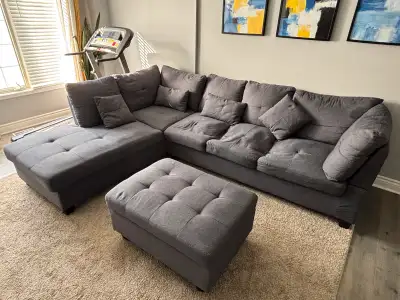 Modern Grey Sectional Sofa with Ottoman – pickup (Brampton), View more