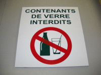 Pancartes "CONTENANTS DE VERRE INTERDITS"