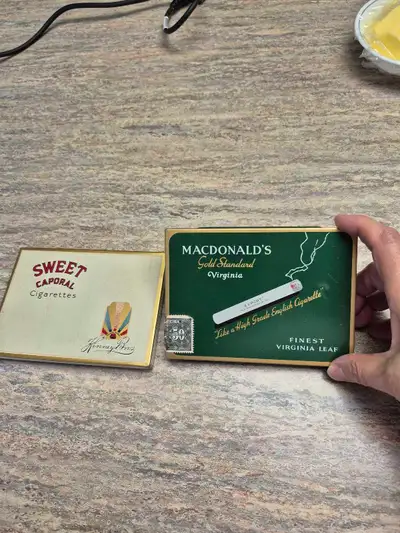 mcdonald's gold standard virginia cigarette tin Antique 1940s Macdonald's Export Finest Cigaret  Treasure Valley Antiques & Collectibles MacDonalds British Consols Cigarettes Advertising