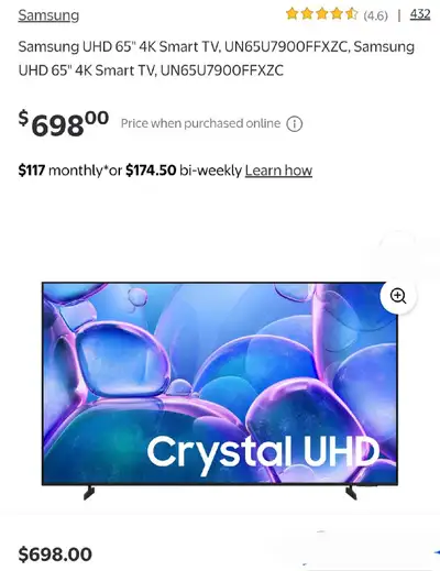 2025 65" SAMSUNG 4K CRYSTAL UHD SMART TV, View more