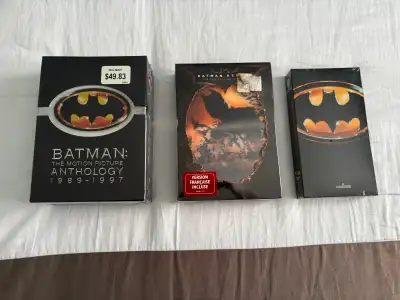 ASKING $110 OR BEST OFFER Selling 3 of my Batman Movies 1-BATMAN VHS Factory Sealed 1-BATMAN THE MOT...