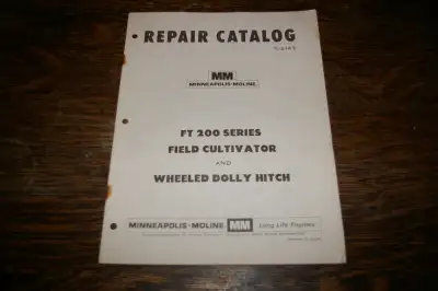 Minneapolis Moline FT 200 Field Cultivator Repair Catalog R-2143 shipping available at your cost any...