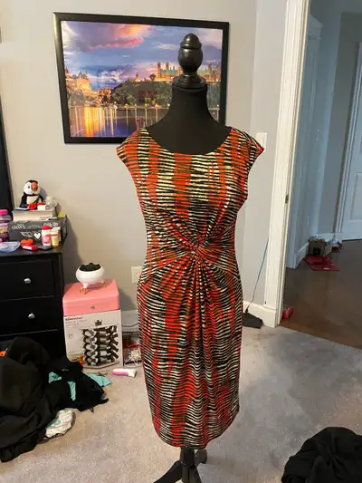 Jones Studio Red and Black Patterned Midi Dress, View more