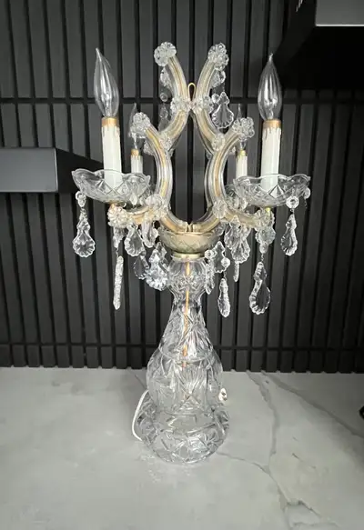 Elegent Crystal Chandelier Table Lamp W/Gold colour accents, View more