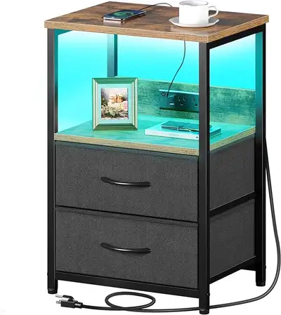 Seventable Nightstand with Charging Station, Bedside table $80, View more