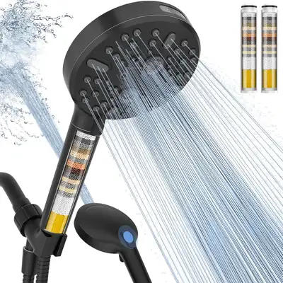 NEW Filtered Shower Head, High Pressure 9 Modes - Black, View more