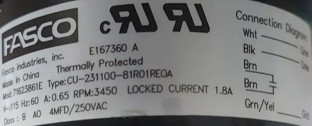 FASCO Draft Inducer Motor – 71623861E  - M101 in Heating, Cooling & Air in City of Toronto - Image 6