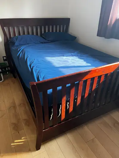 Pali crib to toddler to full bed frame. Comes with crib mattress and full box spring.