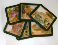 Vtg JASON Coasters Country Cottages Set of Six with box