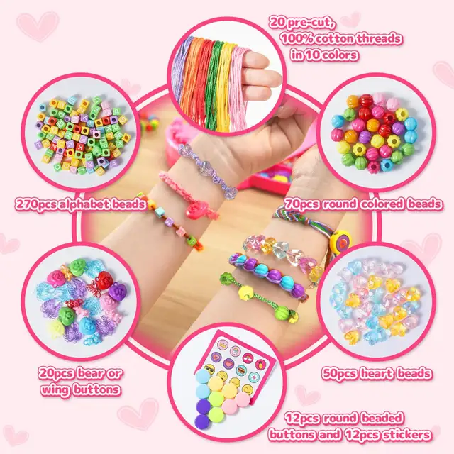 Friendship Bracelet Kit - 422+ Beads, Loom & Threads (Girls 6-12 in Hobbies & Crafts in City of Toronto - Image 3