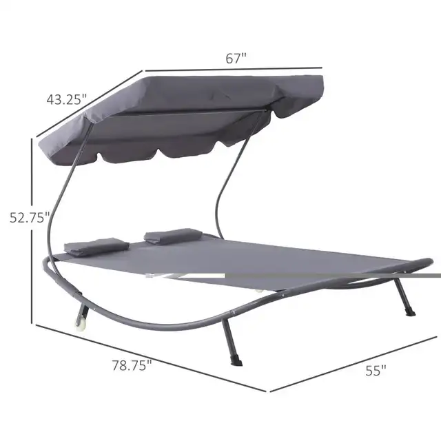 Double Patio Lounger with Adjustable Canopy, Outdoor Daybed Hamm in Patio & Garden Furniture in Markham / York Region - Image 4