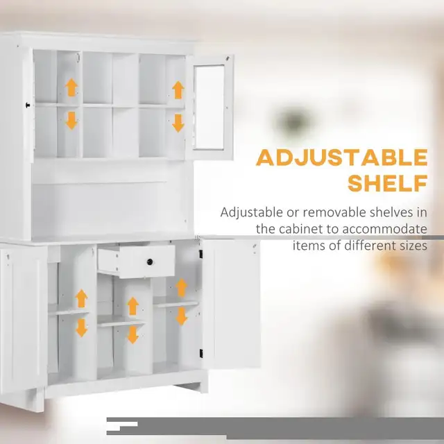 Kitchen Pantry Storage Cabinet, Freestanding Buffet with Hutch, in Hutches & Display Cabinets in Markham / York Region - Image 4