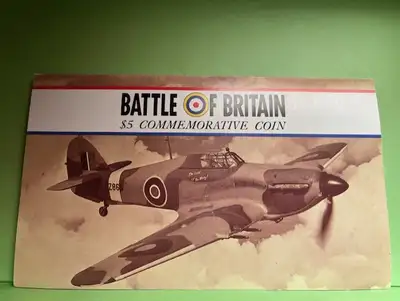 BATTLE OF BRITAIN $5 COMMEMORATIVE COIN Issued by the Republic of the Carshall Islands in 1990 Gives...
