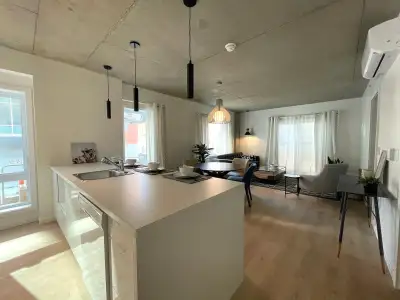 4 1/2 tout meublé tout inclus, centre-ville, gym, balcon, clim