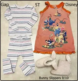 Girls Pajamas Sz 5T and Bunny Slippers $5, View more