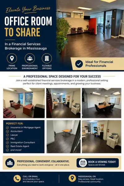 Office Room to Share in a Financial Services Brokerage In Mississauga. Ideal Candidate: Insurance or...