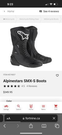 Alpinestars SMX-S Mens Motorcycle Boot Size 10.5