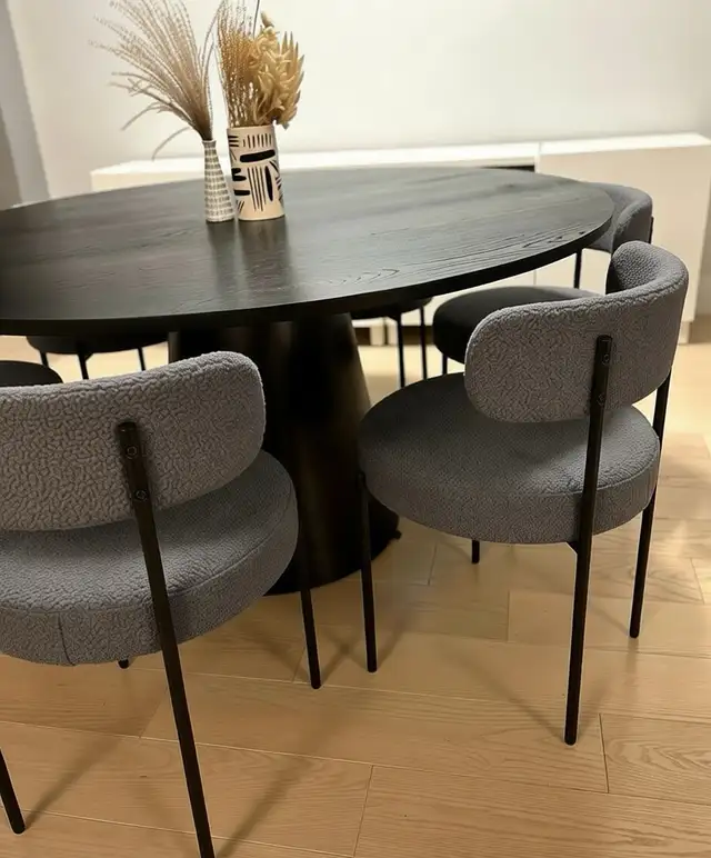 grey boucle dining chairs  in Chairs & Recliners in Markham / York Region - Image 5