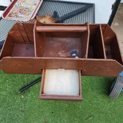 wooden toolbox with bottom drawer lightweight, View more