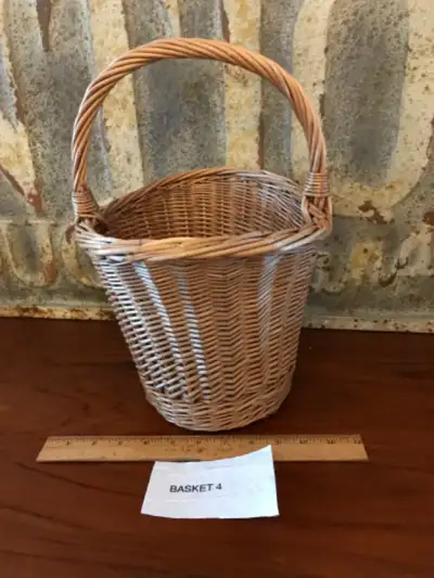 Vintage 12 by 9 inch Wicker Basket  #4 with Twisted Handle, View more