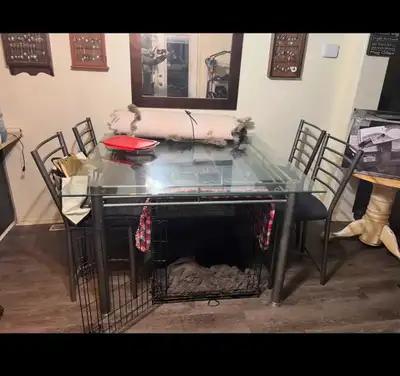 Bar height, glass dining table, View more