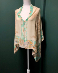 Vintage Shawl London Souvenir Scarf Sheer Fabric Retro Clothing 