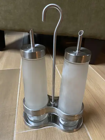 IKEA Oil and Vinegar Frosted Glass Stainless Steel DROPPAR Set, View more
