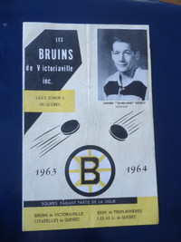 1963 Bruins Victoriaville Programme As Jr. Québec Ligue Junior