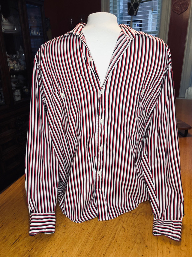 Vintage Yves Saint Laurent Red White Black Cotton Striped Button in Men's in Kitchener / Waterloo - Image 2