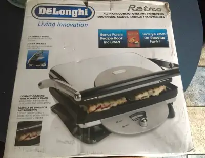 New Delonghi Electric Contact Grill &Panini Press/Sandwich Maker, View more