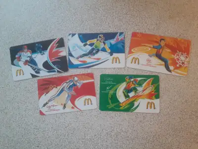 5 Cartes de collection des Restaurants McDonald pour les Jeux Olympiques de 2010 a Vancouver....Equi...