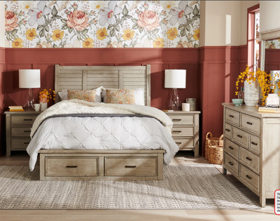 Bedroom Set 5-Piece Queen Bed Frame, 1 Nightstands, Chest Drawer, View more