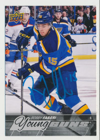 ROBBY FABBRI ST. LOUIS BLUES RARE SIGNED UD OVERSIZE YOUNG GUNS