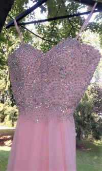 NWT Pink La Femme Size 6 Evening Bridal Chiffon & Crystal Gown!
