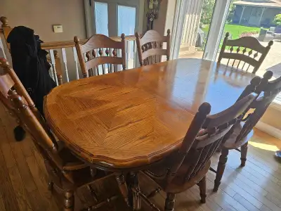 Solid Wood Oak Table with 6 chairs, View more